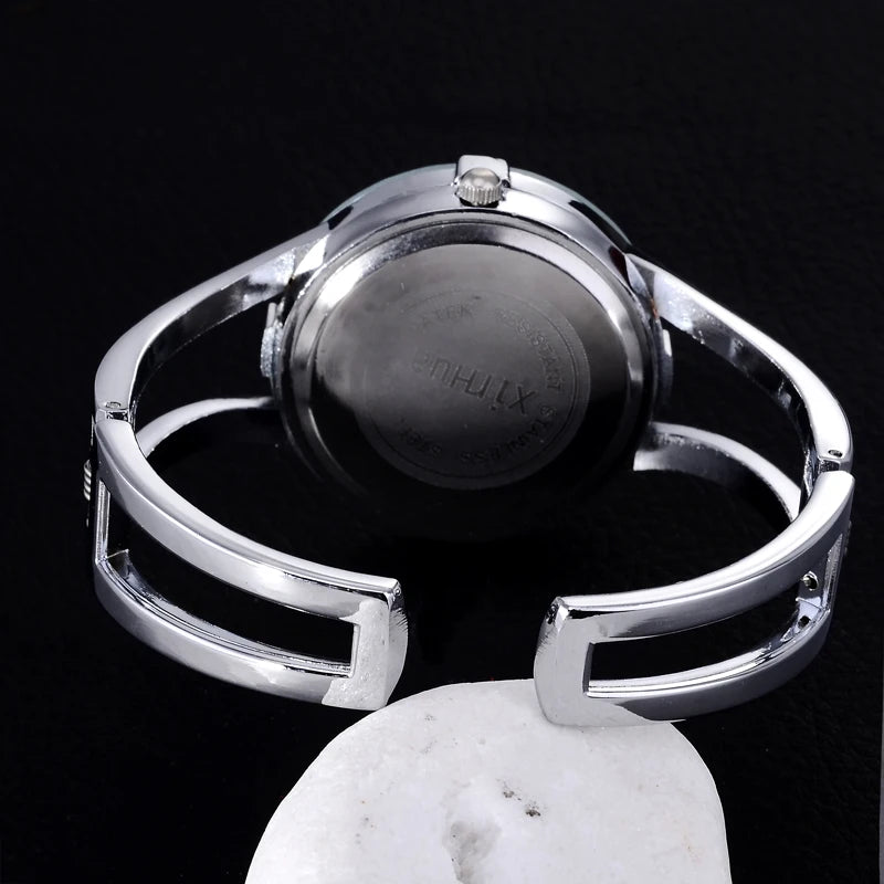 XINHUA Relojes de moda Pulsera de acero inoxidable para mujer Brazalete de diamantes de imitación Vestido de fiesta de lujo Reloj femenino Relogios Feminino