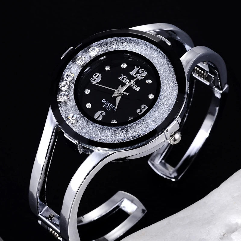 XINHUA Relojes de moda Pulsera de acero inoxidable para mujer Brazalete de diamantes de imitación Vestido de fiesta de lujo Reloj femenino Relogios Feminino