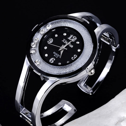 XINHUA Relojes de moda Pulsera de acero inoxidable para mujer Brazalete de diamantes de imitación Vestido de fiesta de lujo Reloj femenino Relogios Feminino
