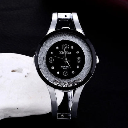 XINHUA Relojes de moda Pulsera de acero inoxidable para mujer Brazalete de diamantes de imitación Vestido de fiesta de lujo Reloj femenino Relogios Feminino