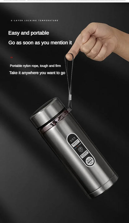 Botella de Agua para Té Thermos SUS304 500ML-1Litro Termo de Acero Inoxidable con Pantalla LED de Temperatura, Taza Portátil