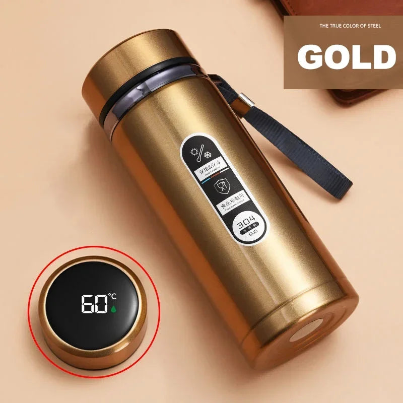 Botella de Agua para Té Thermos SUS304 500ML-1Litro Termo de Acero Inoxidable con Pantalla LED de Temperatura, Taza Portátil