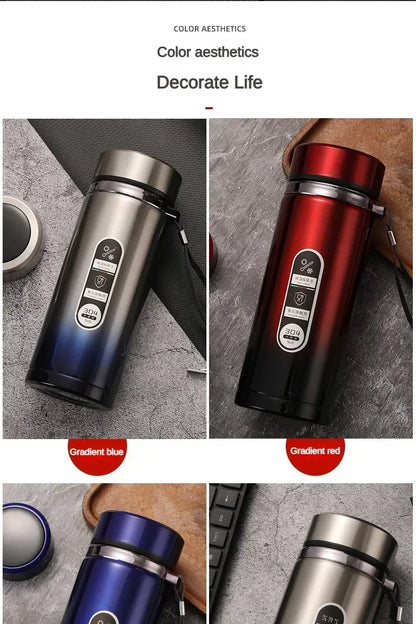 Botella de Agua para Té Thermos SUS304 500ML-1Litro Termo de Acero Inoxidable con Pantalla LED de Temperatura, Taza Portátil