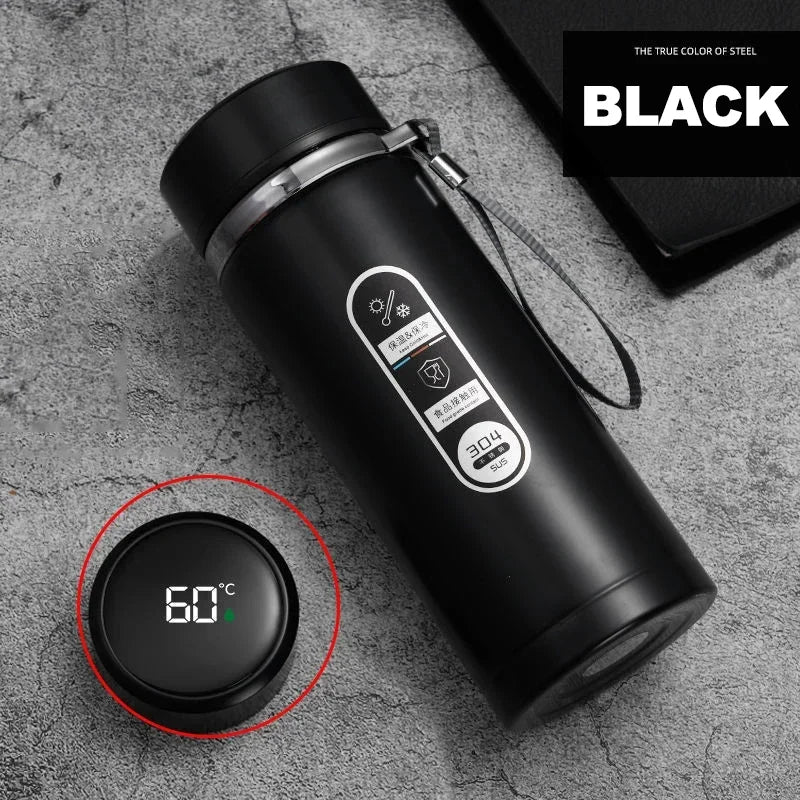 Botella de Agua para Té Thermos SUS304 500ML-1Litro Termo de Acero Inoxidable con Pantalla LED de Temperatura, Taza Portátil