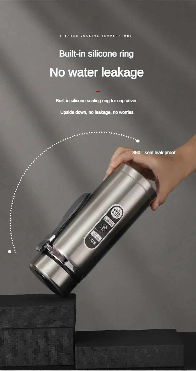 Botella de Agua para Té Thermos SUS304 500ML-1Litro Termo de Acero Inoxidable con Pantalla LED de Temperatura, Taza Portátil