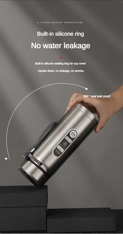 Botella de Agua para Té Thermos SUS304 500ML-1Litro Termo de Acero Inoxidable con Pantalla LED de Temperatura, Taza Portátil