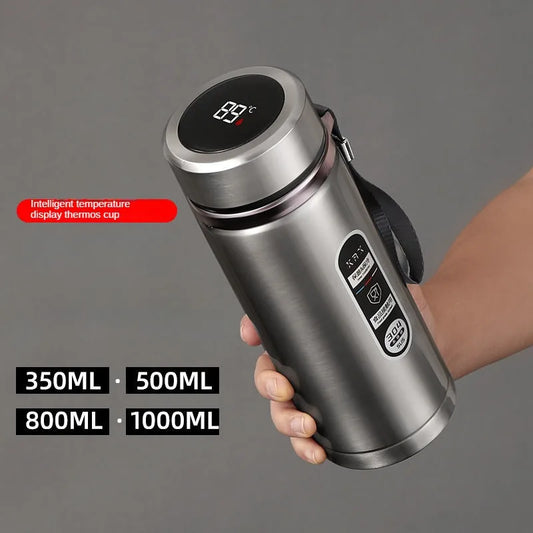 Botella de Agua para Té Thermos SUS304 500ML-1Litro Termo de Acero Inoxidable con Pantalla LED de Temperatura, Taza Portátil