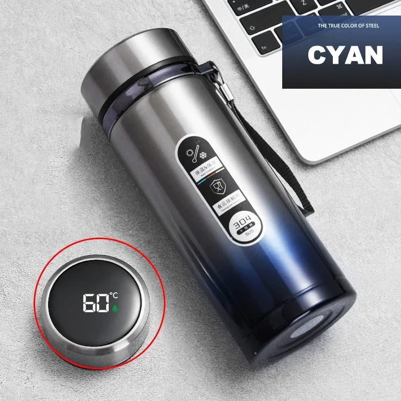Botella de Agua para Té Thermos SUS304 500ML-1Litro Termo de Acero Inoxidable con Pantalla LED de Temperatura, Taza Portátil