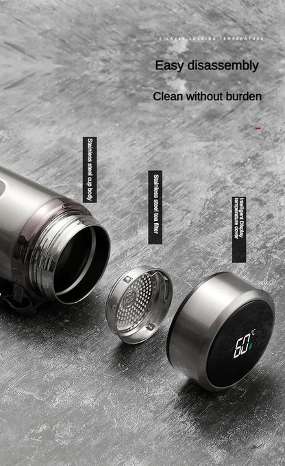 Botella de Agua para Té Thermos SUS304 500ML-1Litro Termo de Acero Inoxidable con Pantalla LED de Temperatura, Taza Portátil