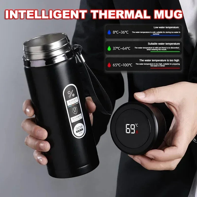 Botella de Agua para Té Thermos SUS304 500ML-1Litro Termo de Acero Inoxidable con Pantalla LED de Temperatura, Taza Portátil