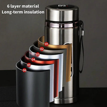 Botella de Agua para Té Thermos SUS304 500ML-1Litro Termo de Acero Inoxidable con Pantalla LED de Temperatura, Taza Portátil
