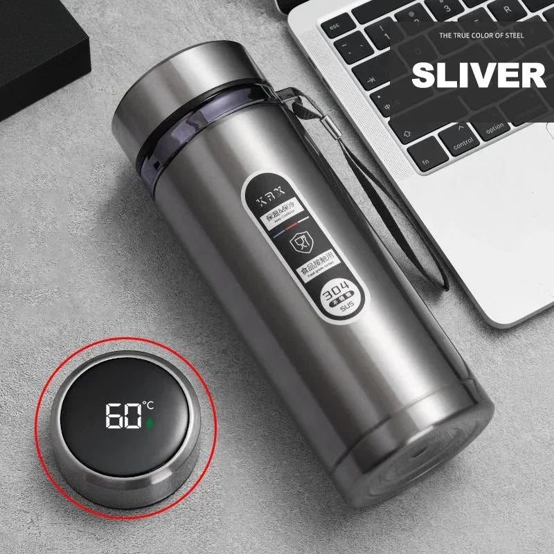Botella de Agua para Té Thermos SUS304 500ML-1Litro Termo de Acero Inoxidable con Pantalla LED de Temperatura, Taza Portátil