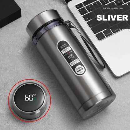 Botella de Agua para Té Thermos SUS304 500ML-1Litro Termo de Acero Inoxidable con Pantalla LED de Temperatura, Taza Portátil